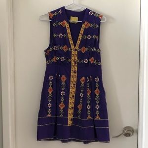 Anthropologie Purple Embroidered Dress